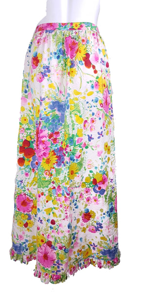 Vintage 70's | Personal by Leslie Fay | Psychedelic Floral Summer Meadow Wraparound Skirt