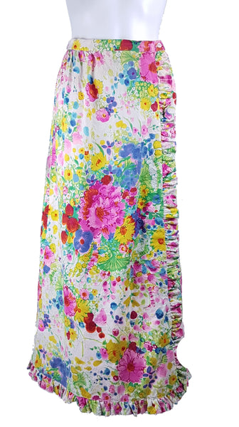Vintage 70's | Personal by Leslie Fay | Psychedelic Floral Summer Meadow Wraparound Skirt