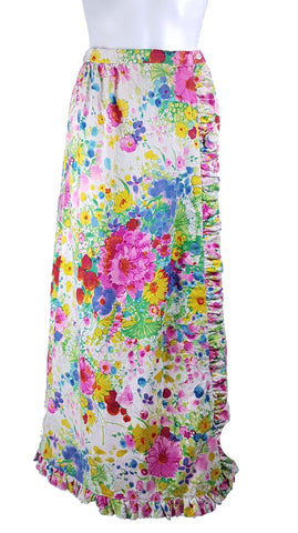 Vintage 70's | Personal by Leslie Fay | Psychedelic Floral Summer Meadow Wraparound Skirt