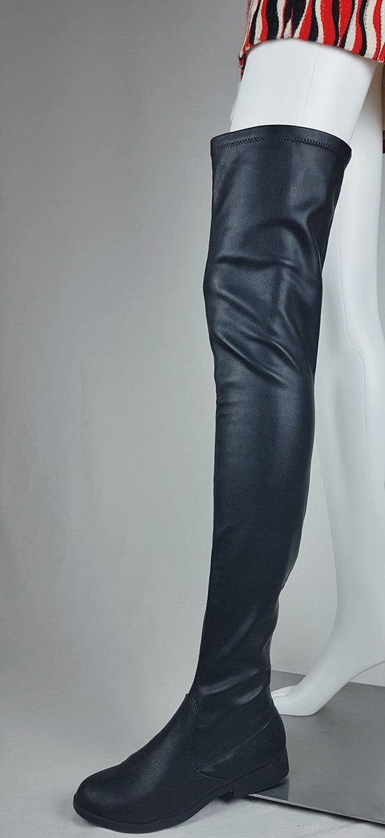 Vegan leather 2024 thigh high boots