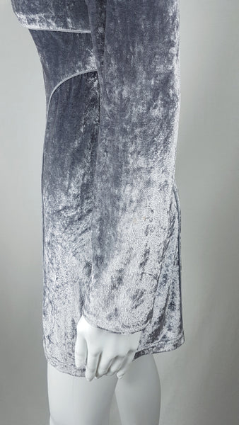Vintage 90's does 60's Silver-Grey Long Pile Velvet Mini Dress