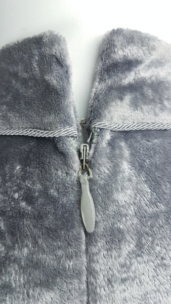 Vintage 90's does 60's Silver-Grey Long Pile Velvet Mini Dress
