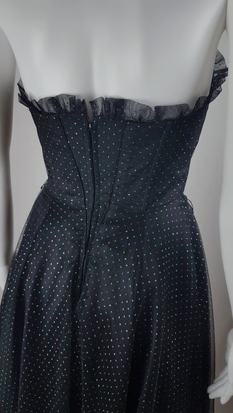 Vintage 1980's Gunne Sax Black Glitter Prom|Party|Formal Dress