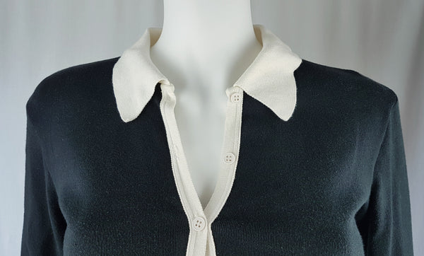Vintage 90's Agnès B. Black & White Cardigan Top