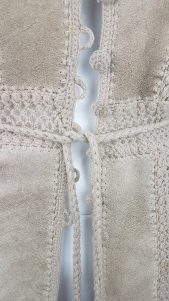 Vintage 70's | Hudson Bay Company | Suede Boho Tunic Hippie Vest | Vintage 1970's Chic Crochet Vest