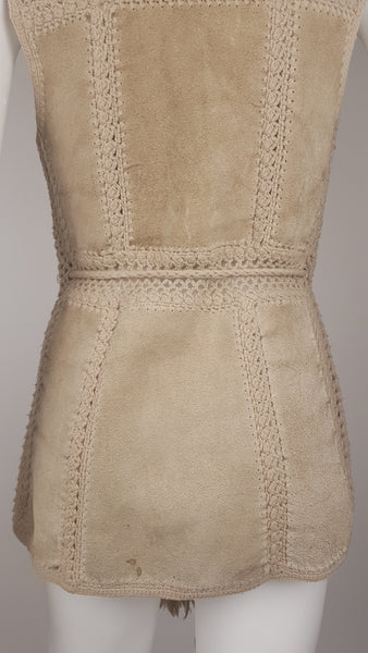 Vintage 70's | Hudson Bay Company | Suede Boho Tunic Hippie Vest | Vintage 1970's Chic Crochet Vest