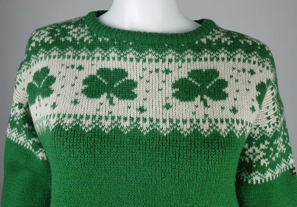 Vintage 70-80s Blarney Castle Irish Fisherman's Shamrock Wool Sweater