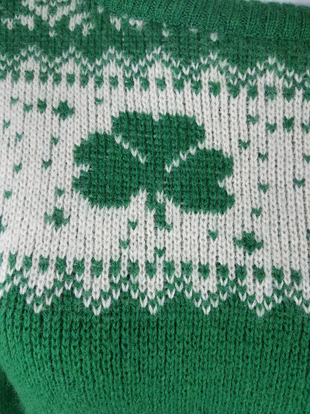 Vintage 70-80s Blarney Castle Irish Fisherman's Shamrock Wool Sweater