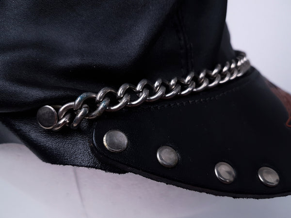 Vintage 70’s |  Harley Davidson Leather Captain Studded Biker Cap with Chain Hat