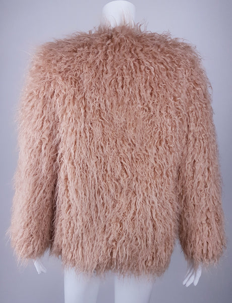 Luxuriously Soft Dusty Rose  / Pale Pink Shaggy Faux Fur Jacket