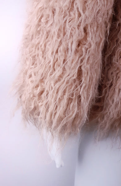 Luxuriously Soft Dusty Rose  / Pale Pink Shaggy Faux Fur Jacket
