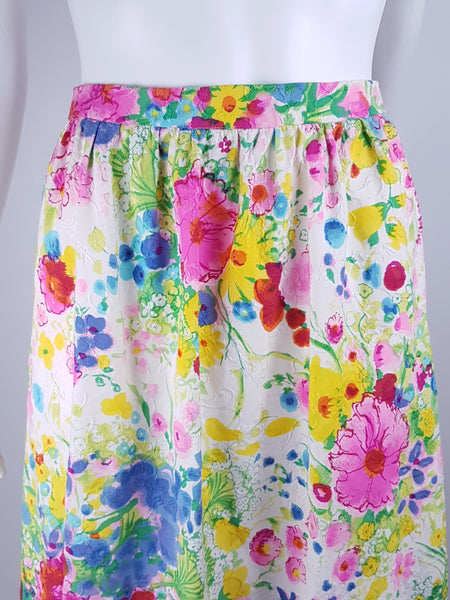 Vintage 70's | Personal by Leslie Fay | Psychedelic Floral Summer Meadow Wraparound Skirt