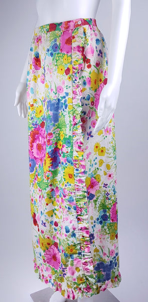 Vintage 70's | Personal by Leslie Fay | Psychedelic Floral Summer Meadow Wraparound Skirt