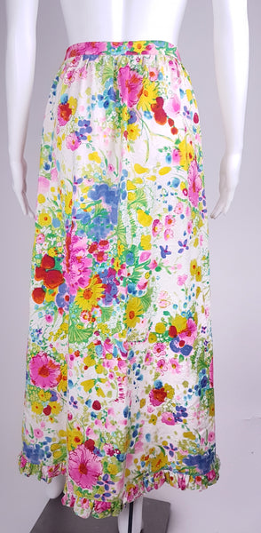 Vintage 70's | Personal by Leslie Fay | Psychedelic Floral Summer Meadow Wraparound Skirt