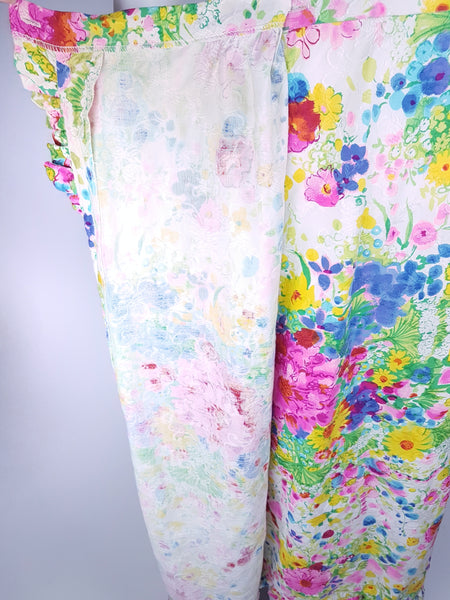 Vintage 70's | Personal by Leslie Fay | Psychedelic Floral Summer Meadow Wraparound Skirt
