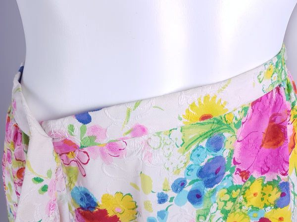 Vintage 70's | Personal by Leslie Fay | Psychedelic Floral Summer Meadow Wraparound Skirt