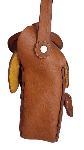Vintage 60's Honey Brown Mexican Tooled Leather Horse Western Saddle Bag Purse