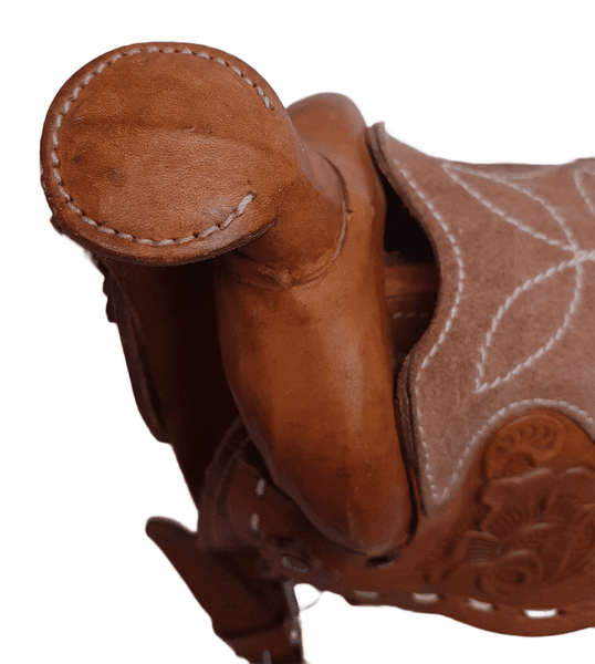 Vintage 60's Honey Brown Mexican Tooled Leather Horse Western Saddle Bag Purse