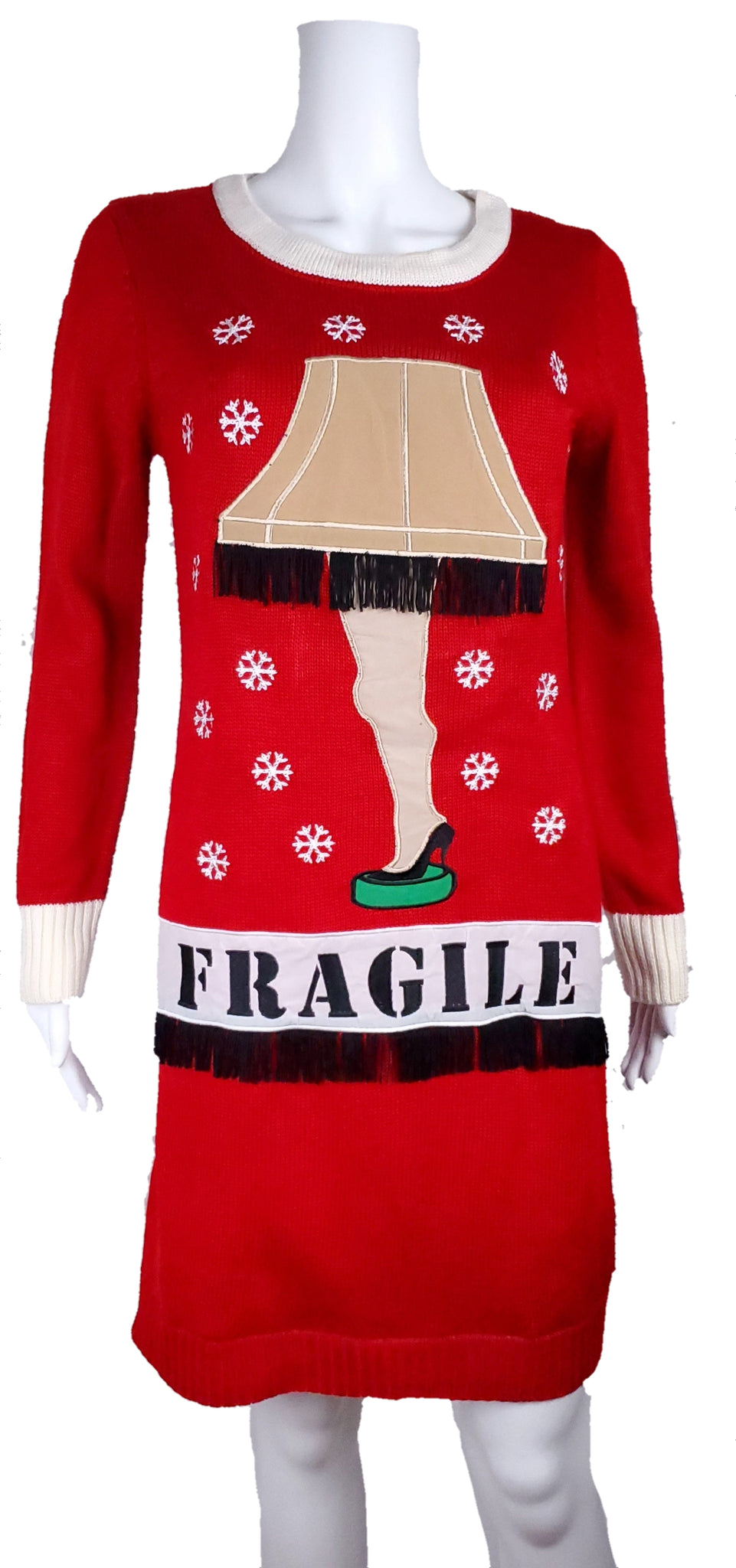 Modern 'A Christmas Story' Leg Lamp Light Up LED Red Sweater Dress Coeva Vintage Modern 'A Christmas Story' Leg Lamp Light Up LED Red Sweater Dress Coeva Vintage