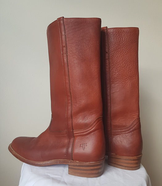 Vintage 1980s Frye Tan Leather Boots | Womens 8.5