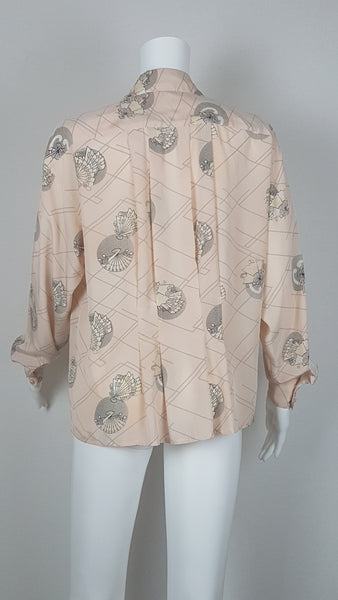 Vintage 80's Pastel Peach Jac Dale Fan Print Shirt