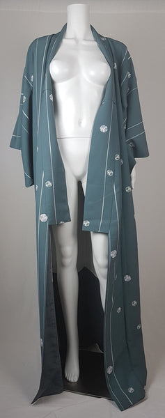 Vintage 80's Slate Grey-Blue Full Length Japanese Kimono