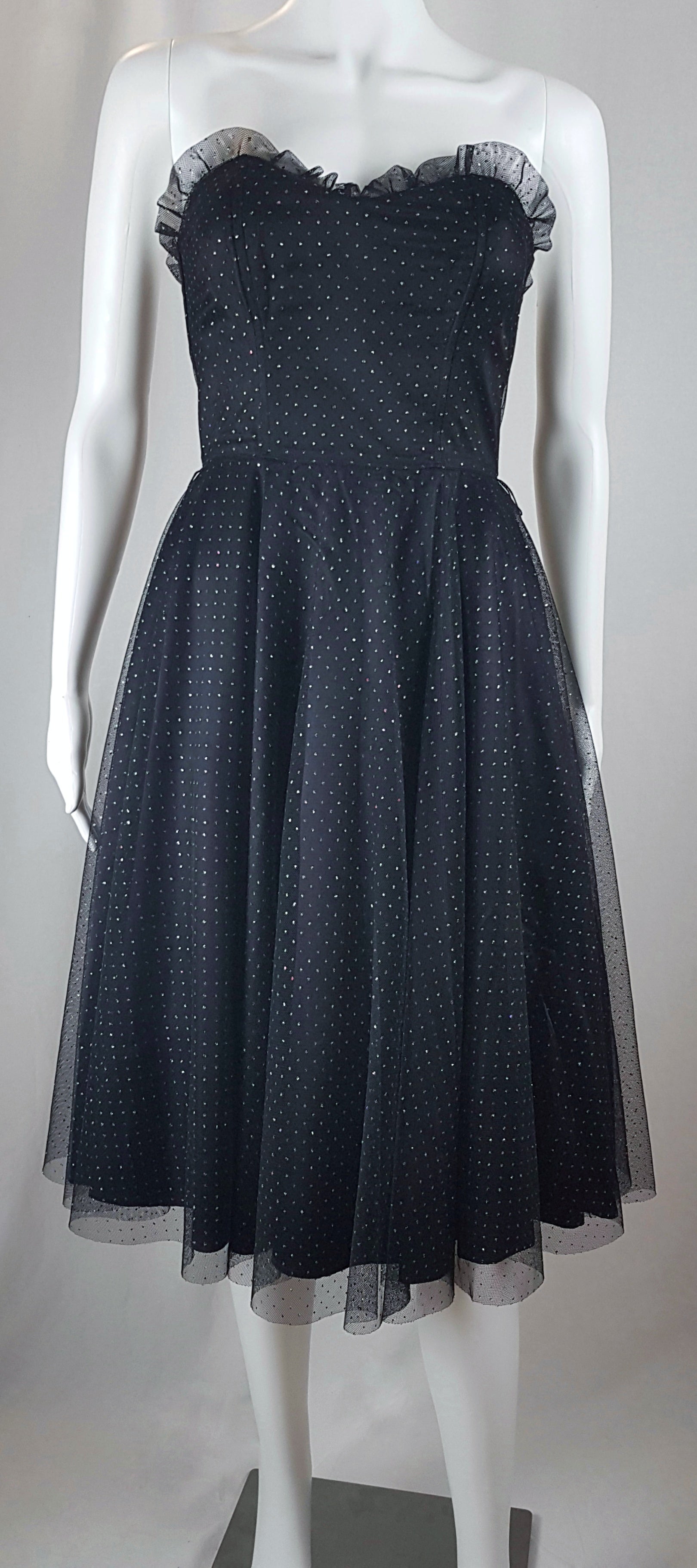 Vintage 1980s Gunne Sax Black Glitter Sweetheart Party Dress by Jessica  McClintock – Coeva Vintage