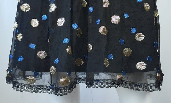 Vintage 1980's | Rare! Edith Strauss Black & Metallic Silk Circles Dress