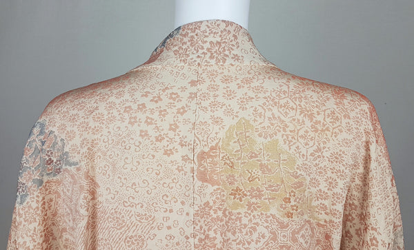 Vintage 40's | Pastel Peach & Metallic Detail Japanese Haori / Kimono
