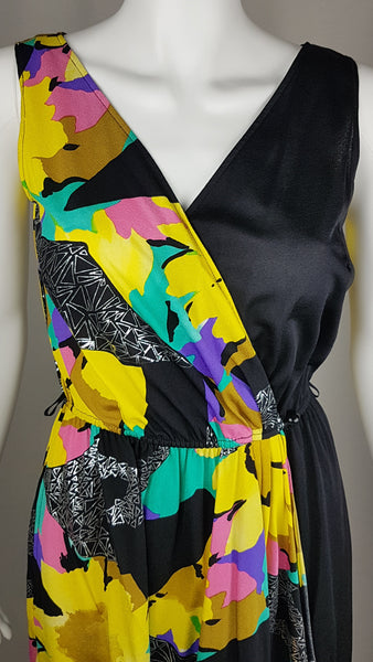 Vintage 70's | Bold Abstract Floral  & Silver Triangle Foil Dress (with Pockets!)