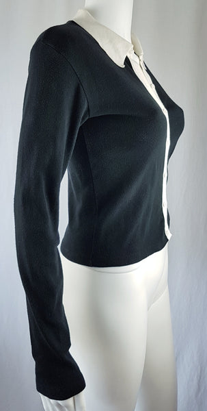 Vintage 90's Agnès B. Black & White Cardigan Top