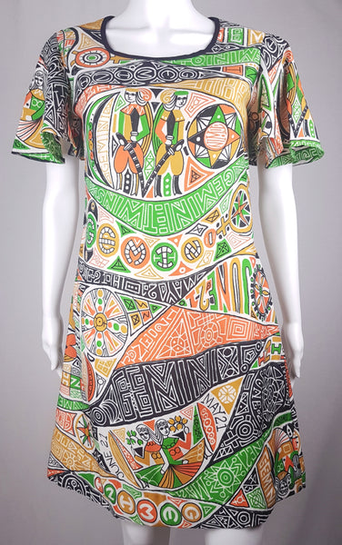 Vintage 60's | Rare! Zodiac Gemini Astrological Sign Novelty Print Dress