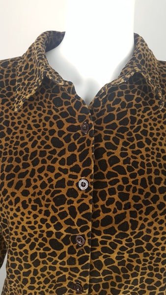 Vintage 90's | Gloria Vanderbilt Giraffe Pattern | Shirt Blouse
