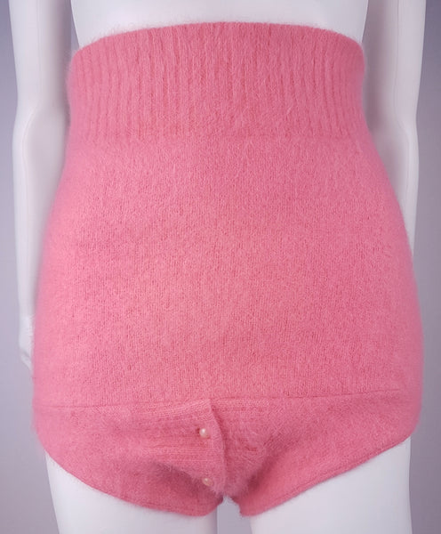 Vintage 50's | Pink Cashmere | High Waisted Shorts with Accent Buttons
