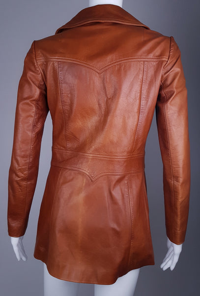 Vintage 70's | Classic Warm Honey  Cognac Brown Leather Jacket