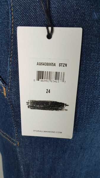 Reverse of the original retail tag showing 7 For All Mankind style code AU6408865A and size 24.