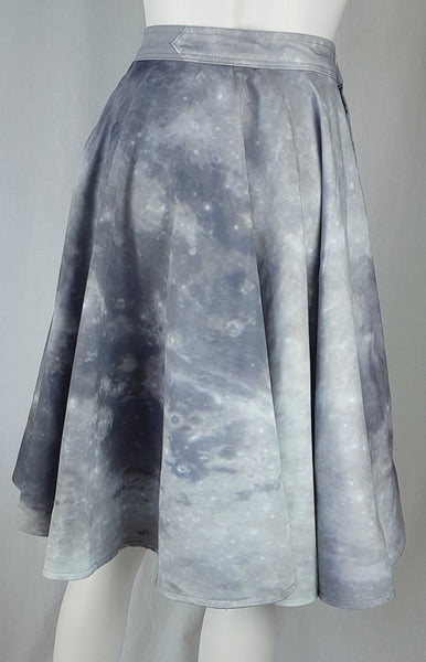 Full front view of BG Design Canada Moon Print Circle Skirt from Fall 2016 Collection displayed on a mannequin