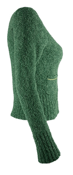 Caslon green and blue wool-blend cardigan with multicoloured buttons, side view