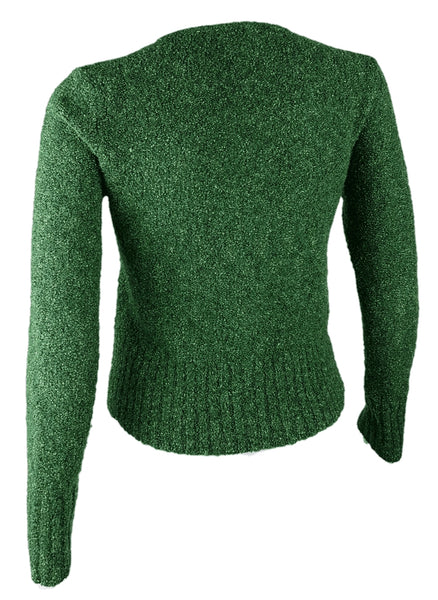 Caslon green and blue wool-blend cardigan with multicoloured buttons, back view