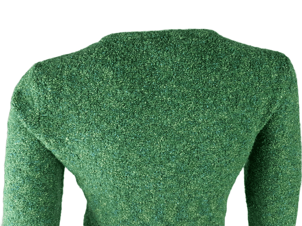 Close-up back shoulder view of Caslon cardigan showing flecked knit