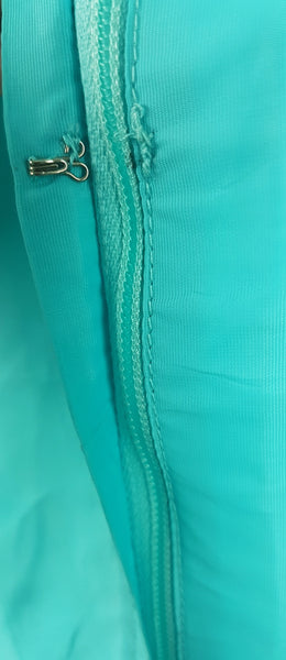 Sylvia Ann Vintage 1960's Azure Blue Peignoir Slip displayed on a mannequin -  zip on the back  
