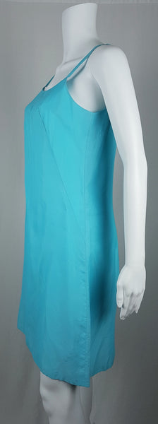Vintage 1960's Sylvia Ann Azure Blue Peignoir Slip  displayed on a mannequin - side view