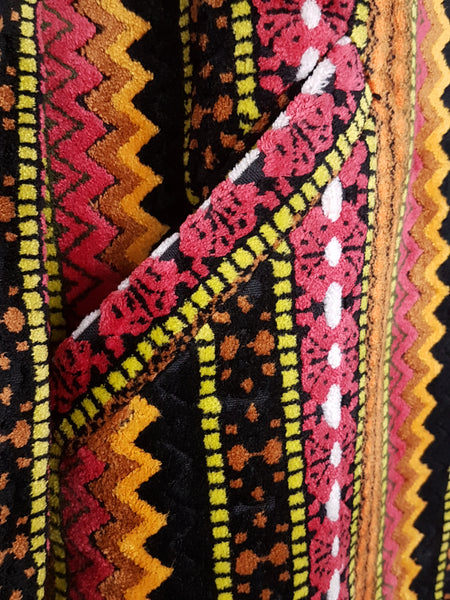 Close up view of an angled pockets on a vintage 1960s Trego’s Westwear chenille coat  