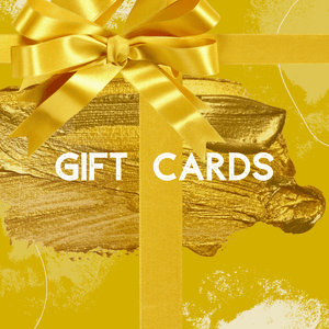 An image with a gold background featuring a golden ribbon and the text 'GIFT CARDS' prominently displayed.