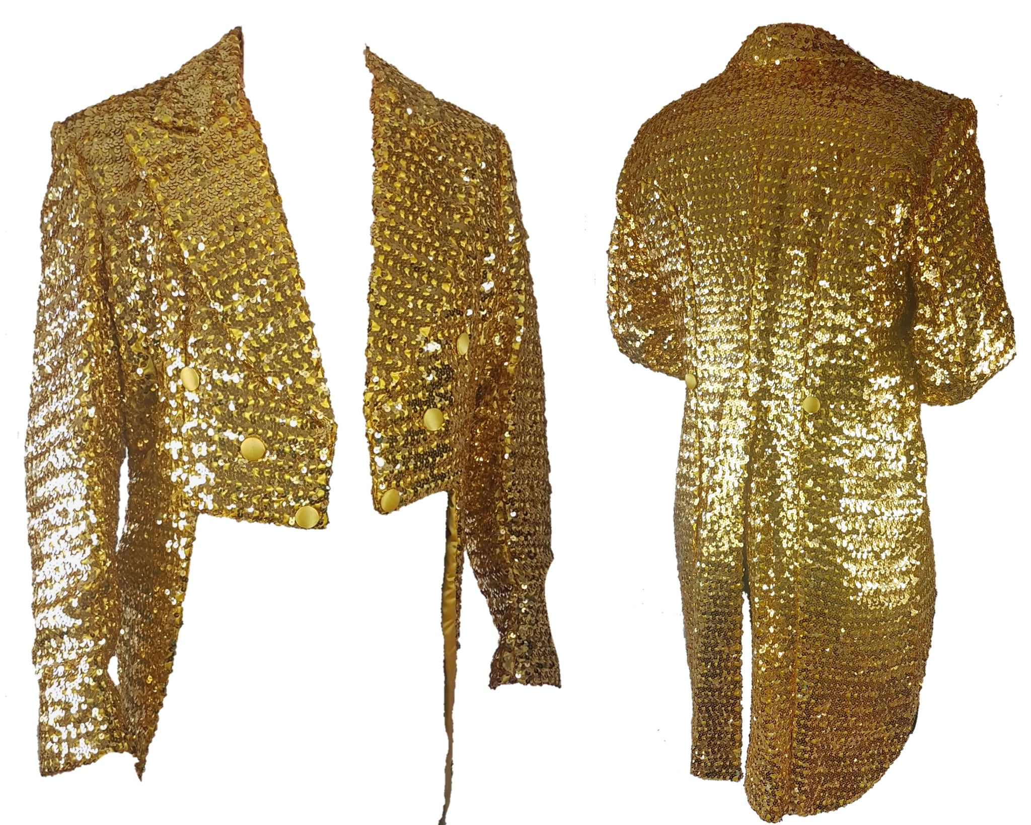 Vintage 70's | Gold Metallic Sequin | Tailcoat Dress Jacket Coeva Vintage Vintage 70's | Gold Metallic Sequin | Tailcoat Dress Jacket Coeva Vintage