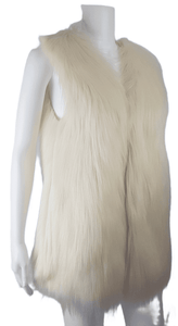 Vintage Inspired Cream Faux Fur Vest / Sleeveless Jacket