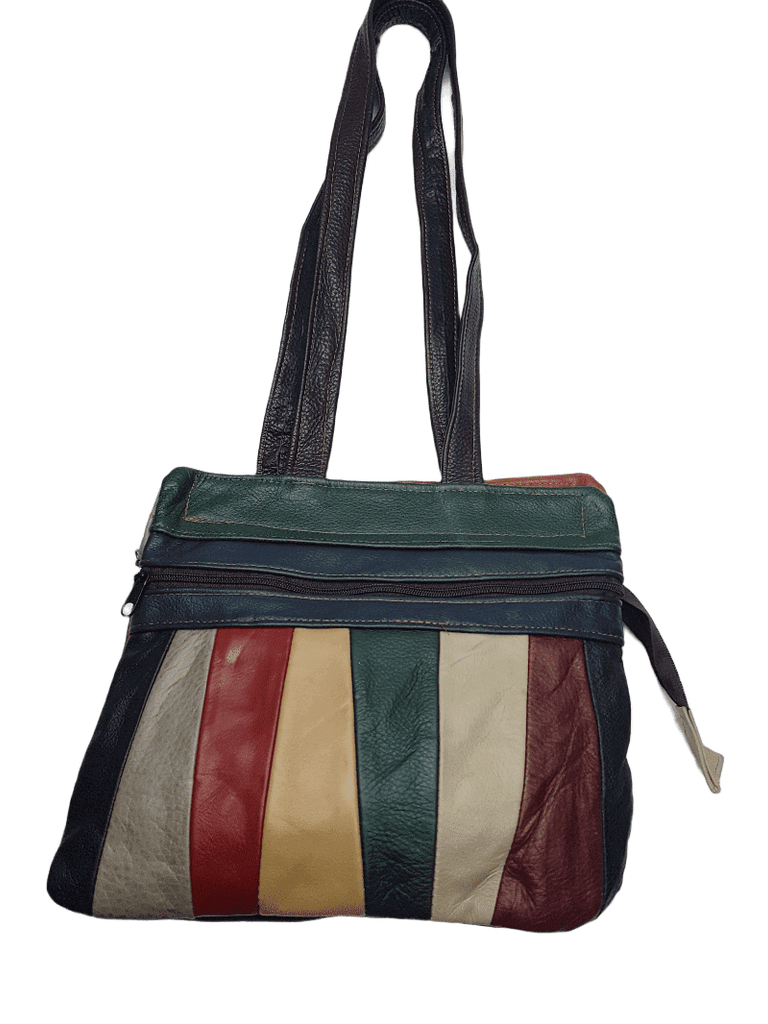 Handwoven Striped Cotton Shoulder Bag with Leather Straps - Silhouettes of  Color | NOVICA